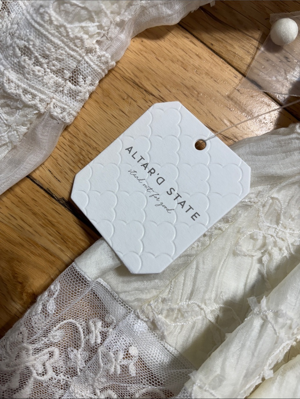 Altar’d State Ivory White Lace Embroidered Peplum Blouse- Size Small NWT - Picture 12 of 13